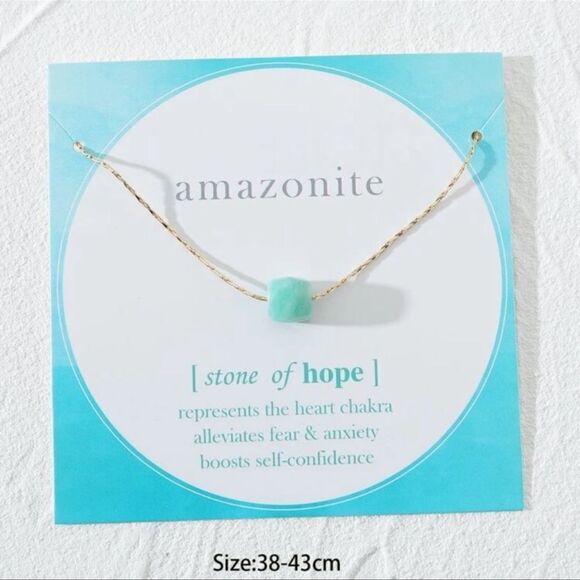 NWT Genuine Amazonite Stone Of Hope Gold Tone - Picture 3 of 3